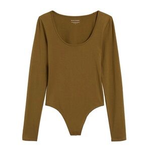 Green Fitted Long Sleeve Bodysuit